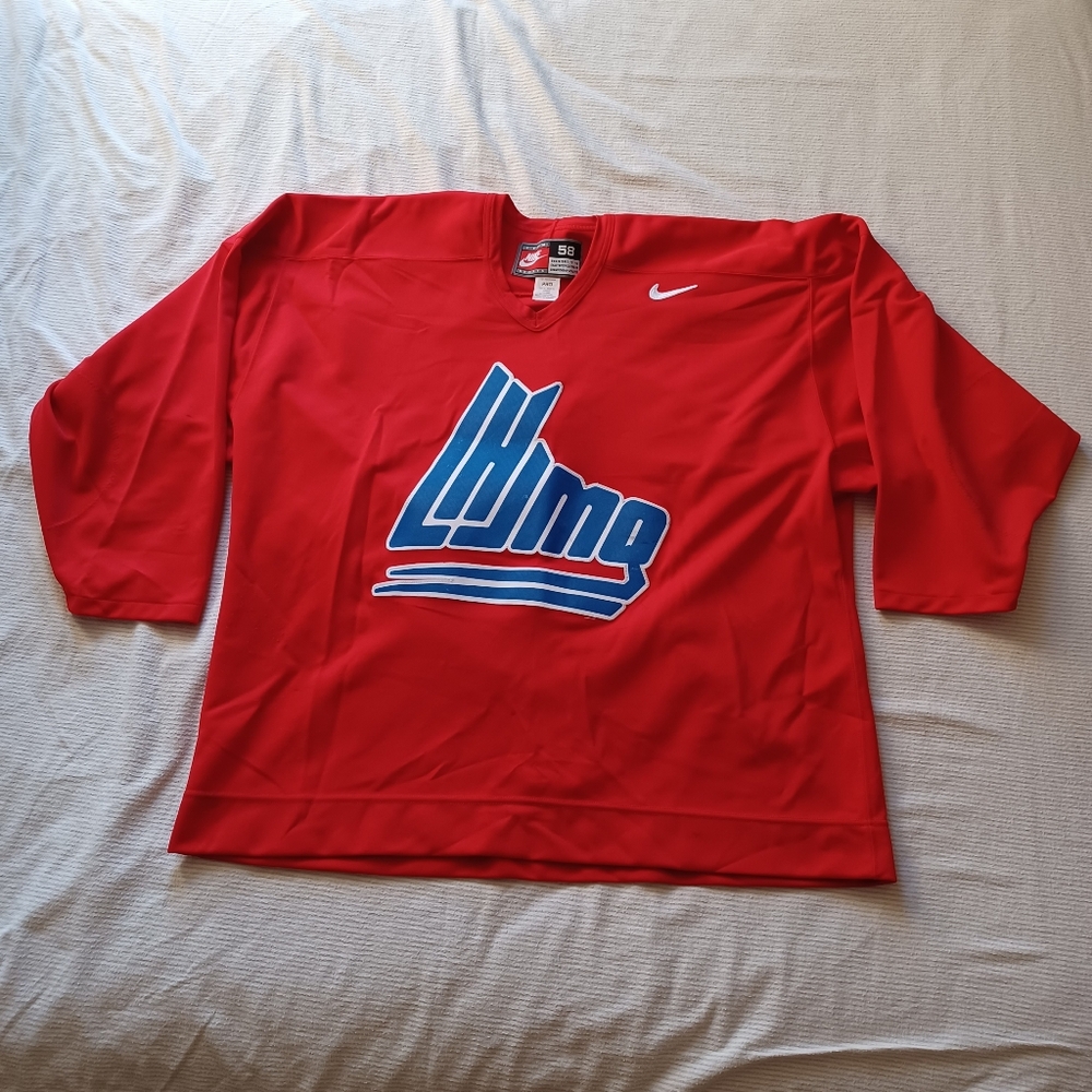 Vintage Y2K 1990s Nike LHJMQ Red Practice Hockey Jersey Size 58 (3XL) QMJHL